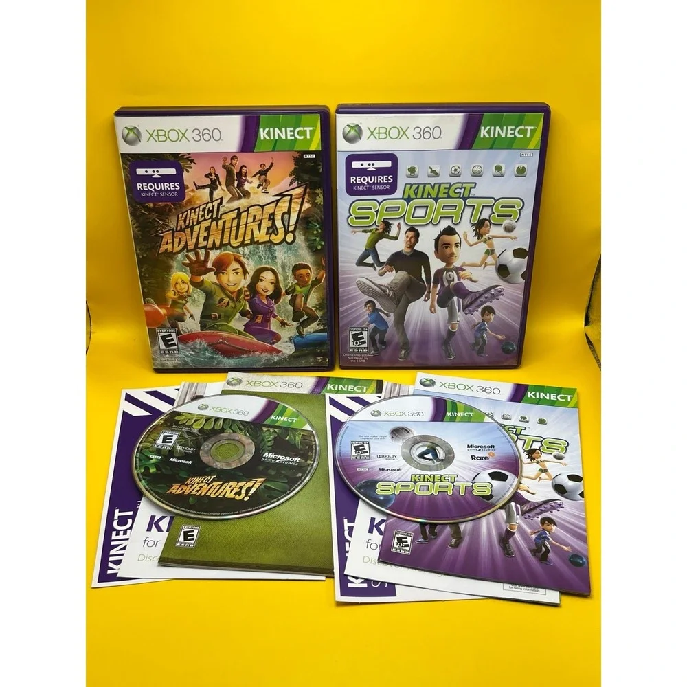 Lot Of 2 Xbox 360 Kinect Sports & Adventures! CIB - Tested and Working